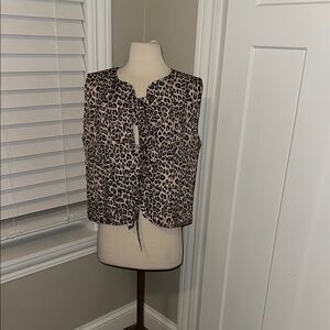 JODIFL Brown and Black Boxy Tie Front Blouse
